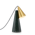 Modern Nordic Retro cone cyan marble base table lamp with golden metal shade